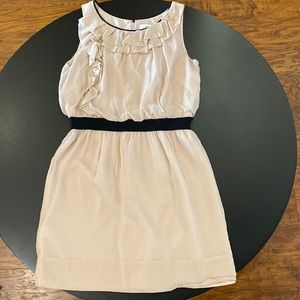 Ann Taylor Loft- sleeveless blush dress. Ruffled top with black lining. Size- 8